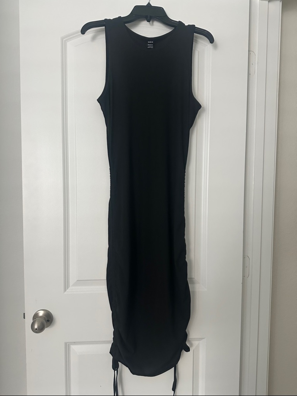 SHEIN Black Sleeveless Maxi Bodycon Dress with Side Ties